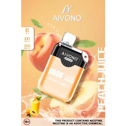 Aivono 8000 - Nicotine Free 0% jednorazový vape s príchuťou broskyňový ľad a 8000 ťahmi